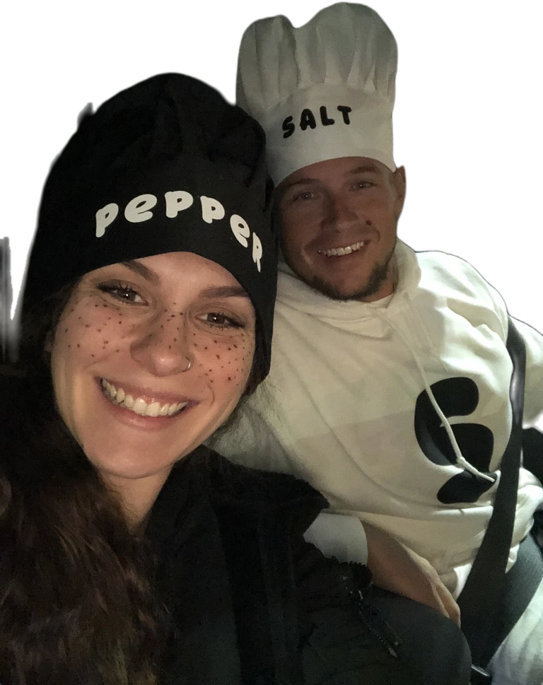 Seth and Mandy dressed as salt and pepper