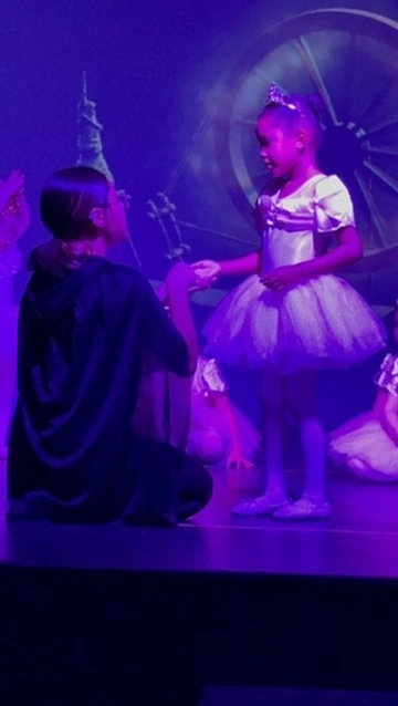 A young ballerina meets the prince in a Sleeping Beauty story ballet at Ovation Theatre